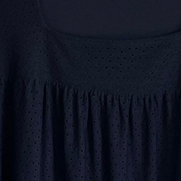 Lane Bryant Eyelet Dress Blue Square Neck Short Flutter Sleeves Sz 18 Stretch - Picture 3 of 10